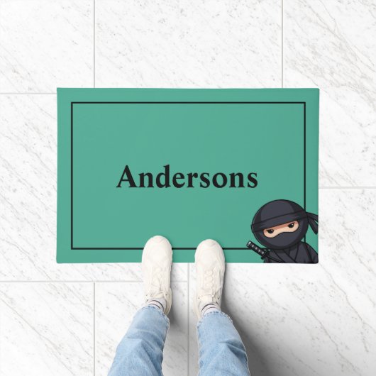 Little Ninja Warrior on Green Fußmatte (Indoor)