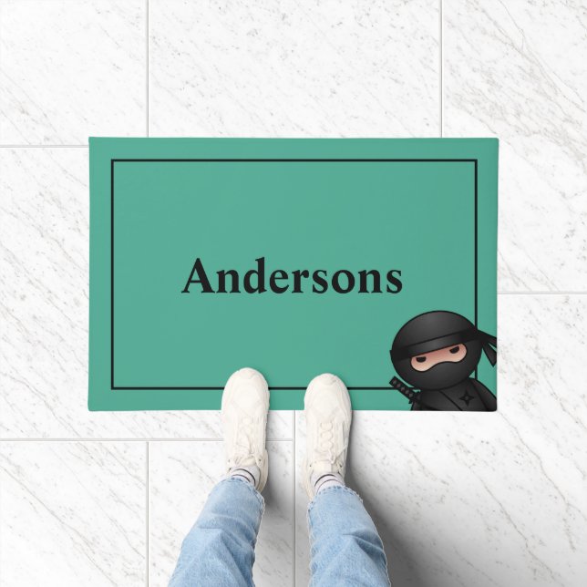 Little Ninja Warrior on Green Fußmatte (Indoor)