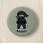 Little Ninja Warrior on Sage Green Button