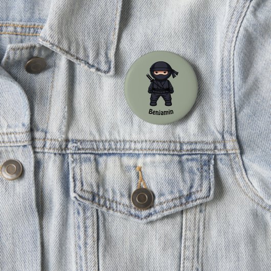 Little Ninja Warrior on Sage Green Button (Beispiel)