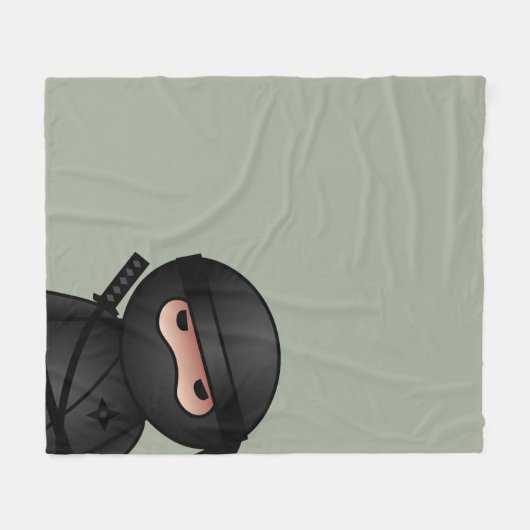 Little Ninja Warrior on Sage Green Fleecedecke (Vorderseite (Horizontal))
