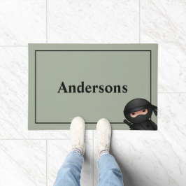 Little Ninja Warrior on Sage Green Fußmatte