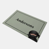 Little Ninja Warrior on Sage Green Fußmatte (Schrägansicht)