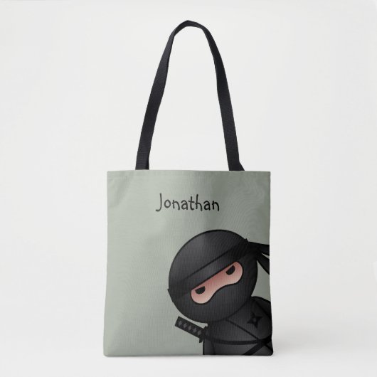 Little Ninja Warrior on Sage Green Tasche (Vorderseite)