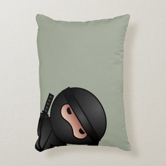 Little Ninja Warrior on Sage Green Zierkissen (Vorderseite(Vertikal))