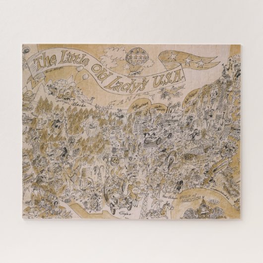 Little Old Lady's U.S.A. Karte (Cartoon) Puzzle (Horizontal)