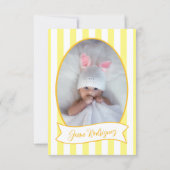 Little One Bow 1st Birthday Photo Invitations Dankeskarte (Rückseite)