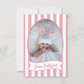 Little One Bow 1st Birthday Photo Invitations Dankeskarte (Rückseite)