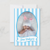 Little One Bow 1st Birthday Photo Invitations Dankeskarte (Rückseite)