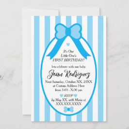 Little One Bow 1st Birthday Photo Invitations Einladung