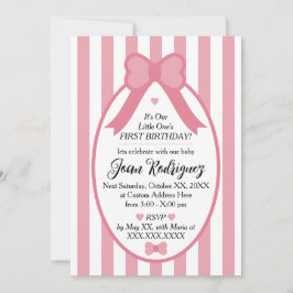 Little One Bow 1st Birthday Photo Invitations Einladung