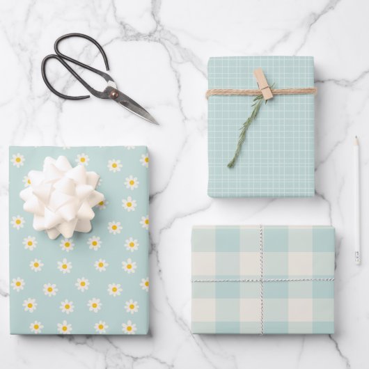 Little One Collection - sanftes Teal Geschenkpapier Set (Vorderseite)