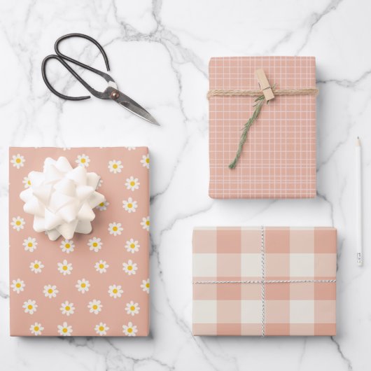 Little One Collection - staubiger Aprikose Geschenkpapier Set (Vorderseite)