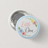 Little One Floral Baby's First Birthday Party Hint Button (Vorne & Hinten)