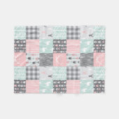 Little One Patchwork Deer - rosa, minze und grau Fleecedecke (Vorderseite (Horizontal))