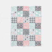 Little One Patchwork Deer - rosa, minze und grau Fleecedecke (Vorderseite)