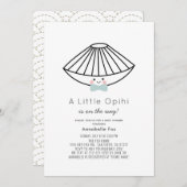 Little Opihi Blue Bow Krawatte Boy Baby Shower Einladung (Vorne/Hinten)