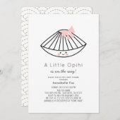 Little Opihi Pink Ribbon Girl Babydusche Einladung (Vorne/Hinten)