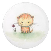 Little Orange Tabby Cat Kitten Illustration Keramikknauf (Vorderseite)