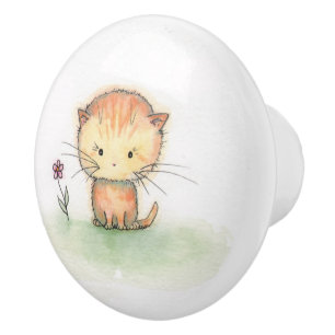 Little Orange Tabby Cat Kitten Illustration Keramikknauf