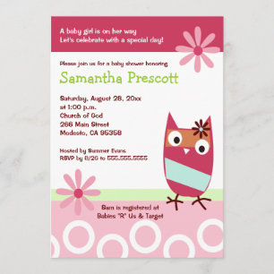 Little Owl Baby Shower Einladungen Baby Girl 12x18