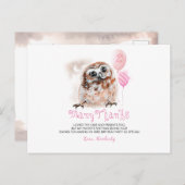 Little Owl Birthday Danke Postkarte (Vorne/Hinten)
