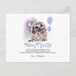 Little Owl Birthday Danke Postkarte
