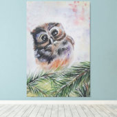 Little Owl Canvas Print - Aquarellmalerei Leinwanddruck (Insitu (Holzboden))