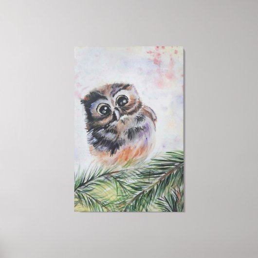 Little Owl Canvas Print - Aquarellmalerei Leinwanddruck (Vorderseite)