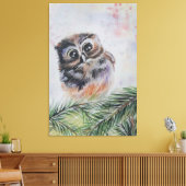 Little Owl Canvas Print - Aquarellmalerei Leinwanddruck (Insitu (Wohnzimmer))