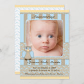 Little Owl Geburtsankündigung Ankündigung (Vorne/Hinten)