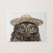 Little Owl mit einem Strohhut - Athene noctua Puzzle (Horizontal)
