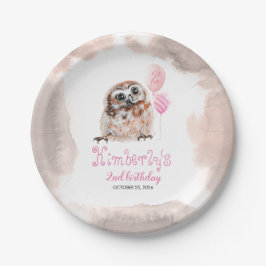 Little Owl Niedlich Pink zum Geburtstag Pappteller