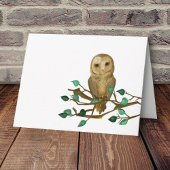Little Owl Note Card, Laubgrüne Baumzweigung Karte