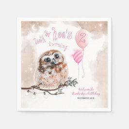 Little Owl Pink Blush Wasserfarben Geburtstag Serviette