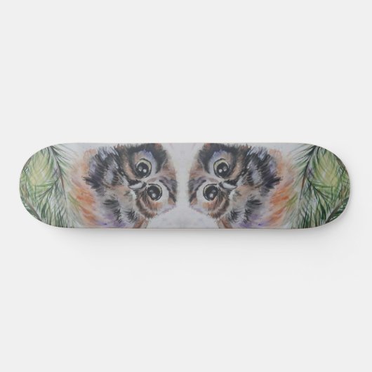 Little Owl Wasserfarbenmalerei Skateboard (Horizontal)
