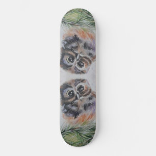 Little Owl Wasserfarbenmalerei Skateboard
