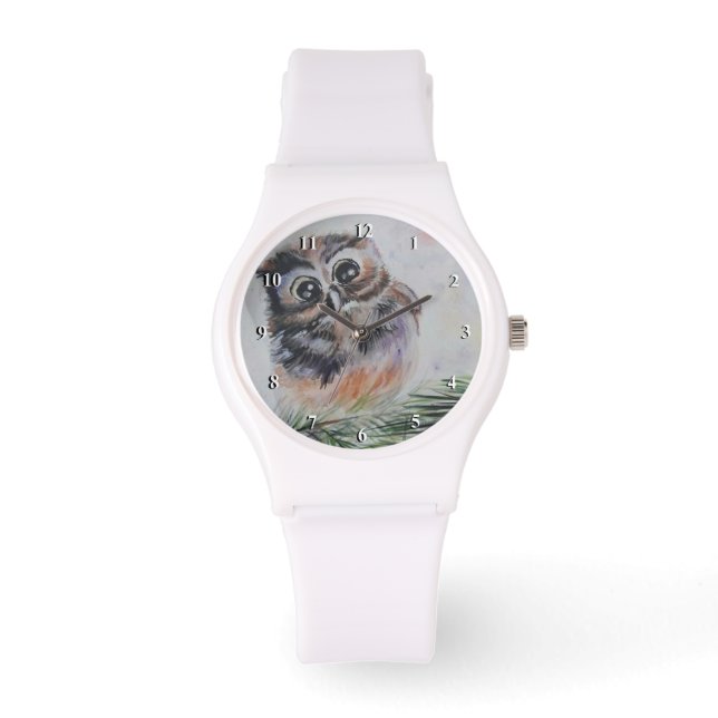 Little Owl Watch - Malerei Armbanduhr (Vorderseite)