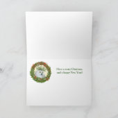 Little Owls with Holiday hats Folded Greeting Card Karte (Innenseite)