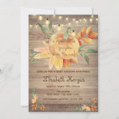 Little Pampkin, Lights, Wood Baby Dusche Einladung (Vorderseite)