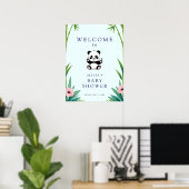 Little Panda Greenery Baby Dusche Begrüßungszeiche Poster (Heimbüro)