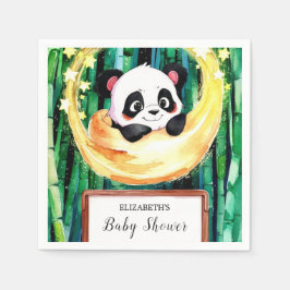 Little Pastel Enchanted Panda Baby Shower Serviette