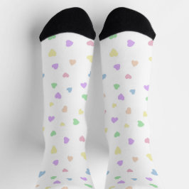 Little Pastel Hearts on White Unisex Socken