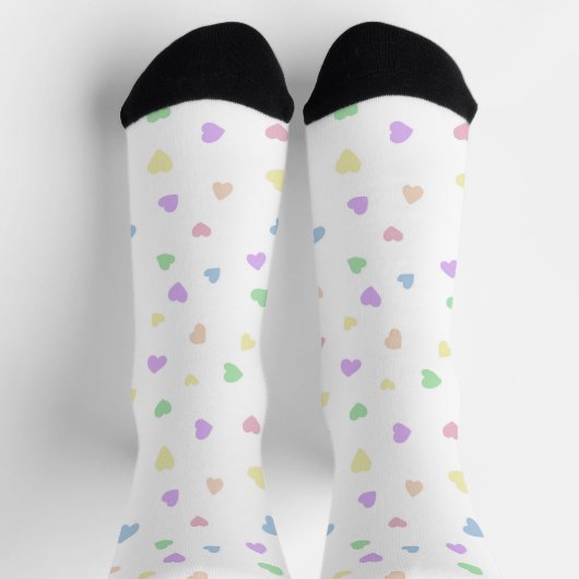 Little Pastel Hearts on White Unisex Socken (Oben)