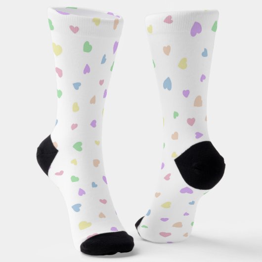 Little Pastel Hearts on White Unisex Socken (Gewinkelt)