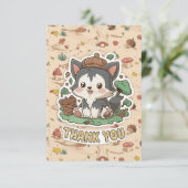 Little Pastel Wolf Dankeskarte (Stehend Vorderseite)