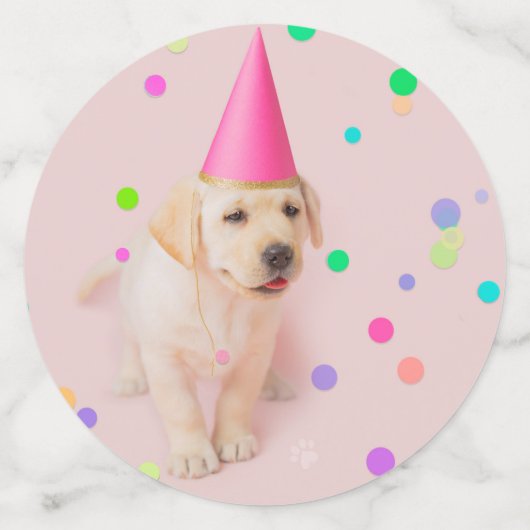 Little Paws Gelbe Labrador Welpenpink Geburtstag Konfetti (Groß Vorderseite)