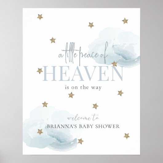 Little Peace Heaven Blue Boy Baby Dusche Empfang Poster (Vorne)