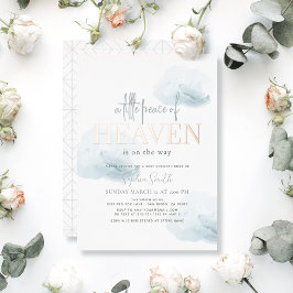 Little Peace of Heaven Blue Cloud Boy Baby Shower Folieneinladung
