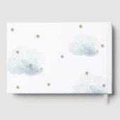 Little Peace of Heaven Blue Cloud Boy Baby Shower Gästebuch (Rückseite)
